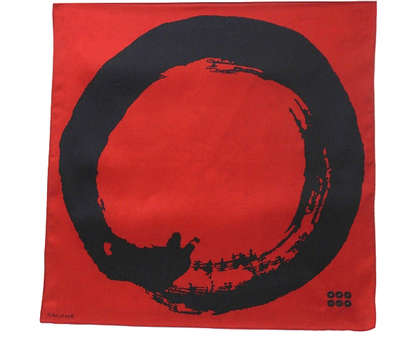 綿サテン円相ハンカチーフ　真田六文銭