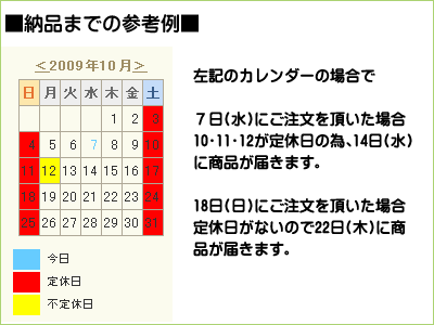 戦国時計納期カレンダー